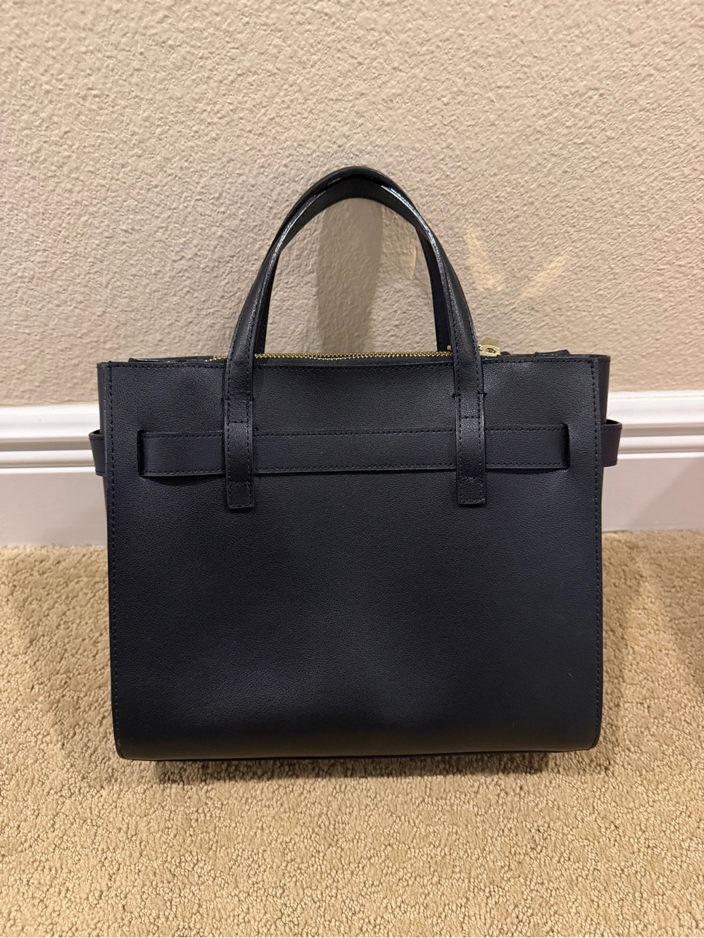 Ted Baker Black Structured Satchel with Gold Buckle Accent - Picture 3 of 5
